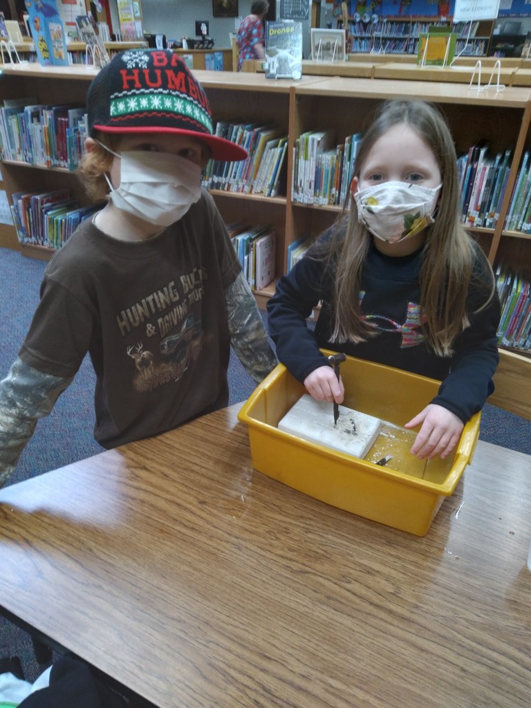 A+ 1st graders are learning about dinosaurs in their enrichment program. Here they are being paleontologist and discovering dinosaur bones.