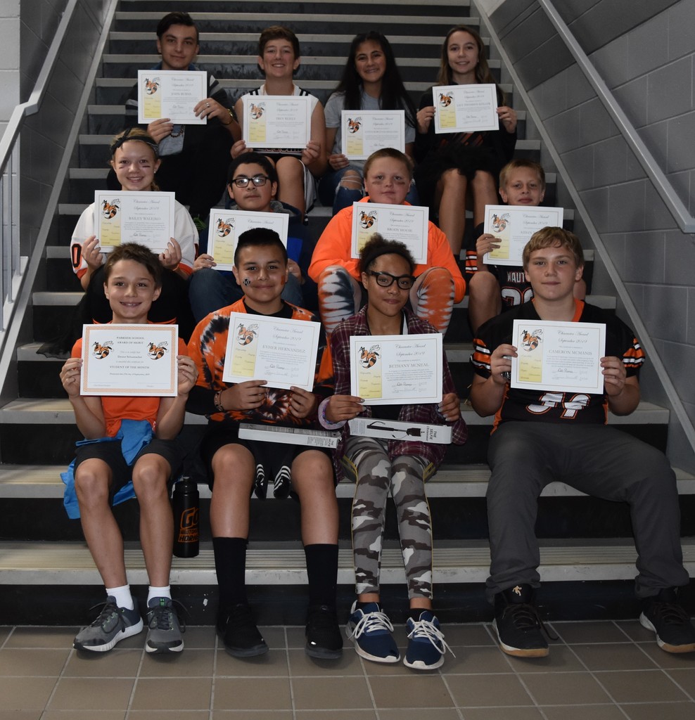 6th-8th grade Character Award Winners